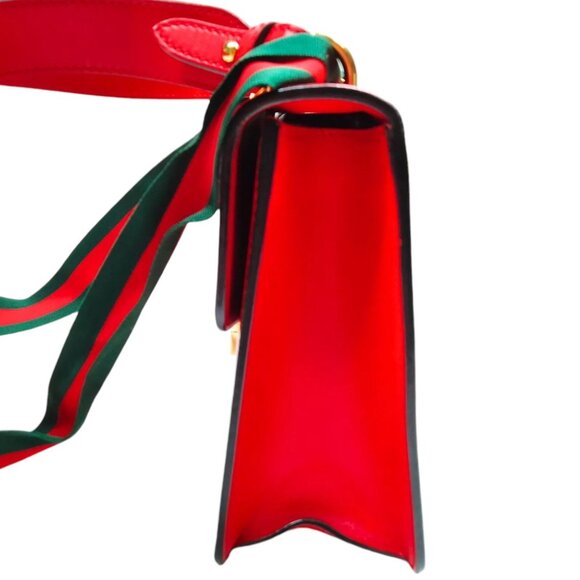 790670BA (X6) Gucci Crossbody Bag Sherry Line Red Leather - Picture 2 of 9